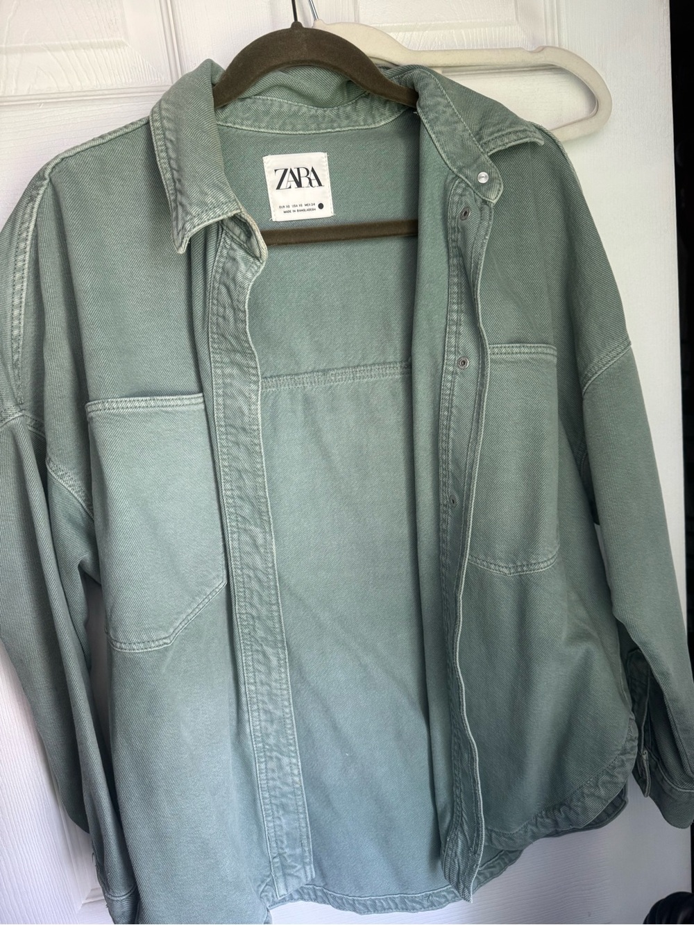 ZARA Light Sage Green Overshirt Jacket